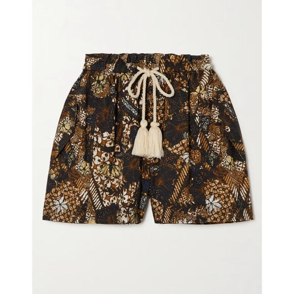 ULLA JOHNSON Andres Pull On Short Batik Bronze Tie Waist Size 0 - Picture 1 of 8